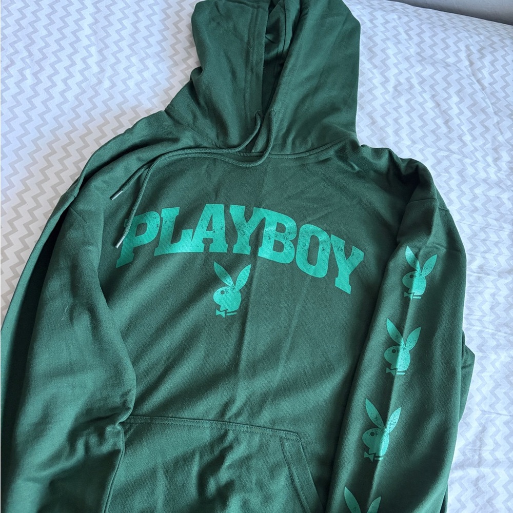 PLAYBOY Forest Green Hoodie with Bunny Accents
